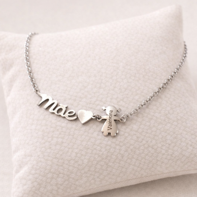 Colar Personalizado “Mãe” com Nome Filho(s) – Aço Inoxidável