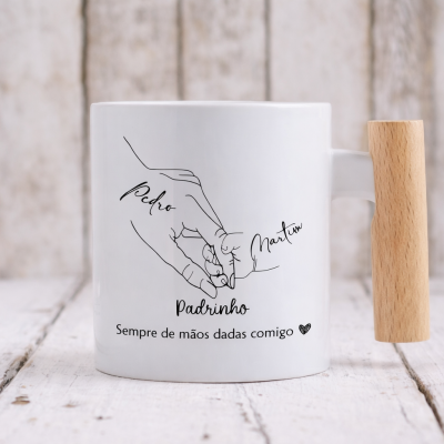 Caneca Padrinho Personalizada – Sempre de mãos dadas comigo