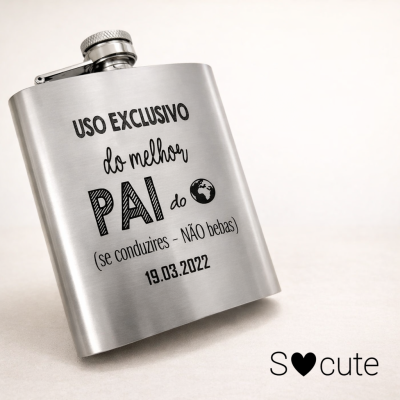 Garrafa de Bolso Personalizada – Uso Exclusivo do Melhor Pai do Mundo