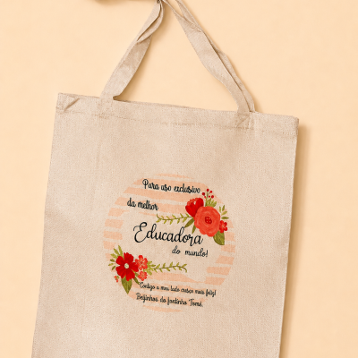Saco Personalizado para Educadora 🌸Auxiliar 🌸Professora