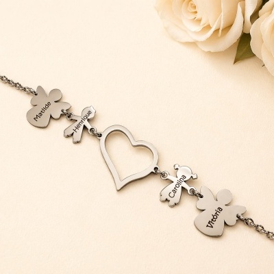 Pulseira Coração com Filhos Personalizados – Para Sempre Juntos