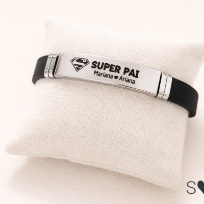 Pulseira Super Pai – Personalizada em Aço Inoxidável