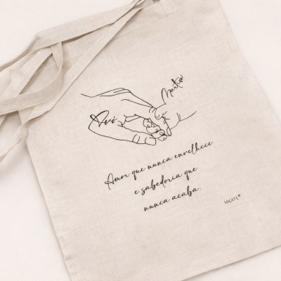 Saco personalizado  "Amor que nunca envelhece e sabedoria que nunca acaba"