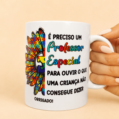 Caneca Personalizada “Professor Especial” 🌈🤍