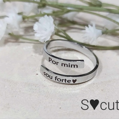 Anel ajustável "Por mim sou forte"