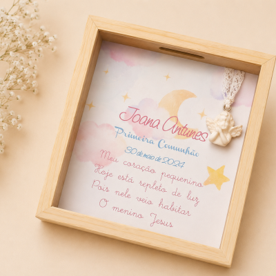 Quadro Mealheiro Personalizado para Primeira Comunhão/Crisma