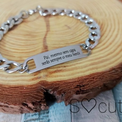 Pulseira de corrente "Pai, mesmo sem capa serás sempre o meu herói"