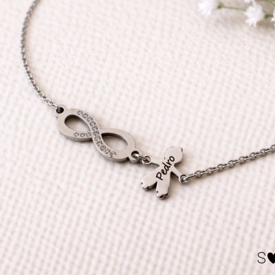 Colar Infinito com Família em aço inoxidável