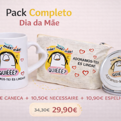 ✅ Pack Dia da Mãe – Caneca + Necessaire + Espelho (Presente Completo com Desconto)