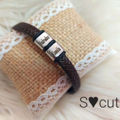 Pulseira couro gravada