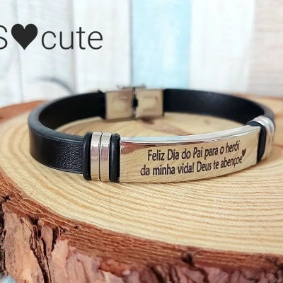 Pulseira masculina gravada