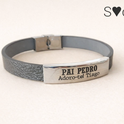 Pulseira Personalizada para Pai com Nome Gravado – Presente Original