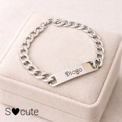 Pulseira Personalizada em Aço Inoxidável – Nome Gravado