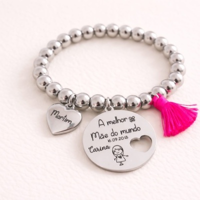 Pulseira Personalizada “A Melhor Mãe do Mundo”