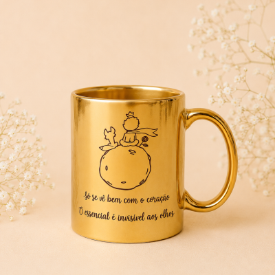 Caneca Dourada Principezinho Personalizada
