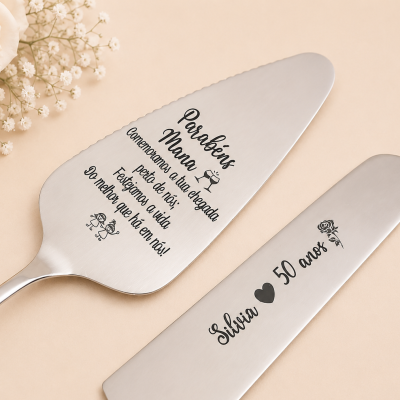 Conjunto de Talheres para Bolo Personalizados – 50 Anos