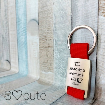 Porta-chaves "Tio gosto de ti daqui até à lua"
