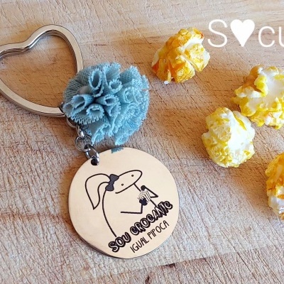 Porta-chaves "Sou crocante igual pipoca"