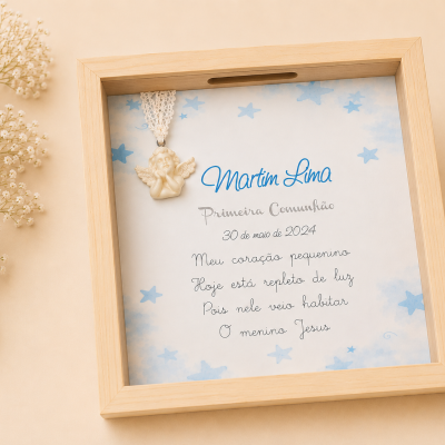 Quadro Mealheiro Personalizado para Primeira Comunhão/Crisma