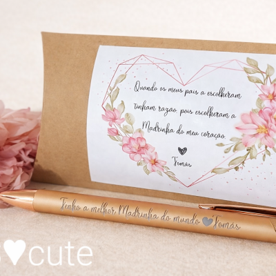 Conjunto caneta e caixinha - Madrinha