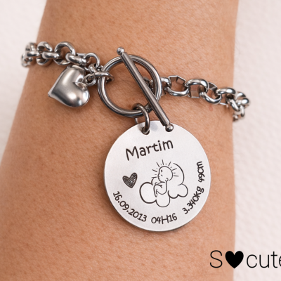 Pulseira Personalizada com Dados de Nascimento | Aço Inoxidável