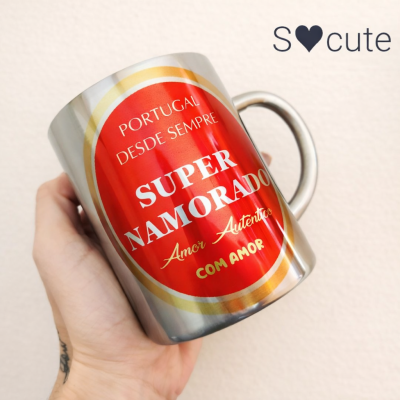Caneca "Super Namorado" -  em aço