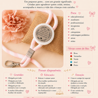 Coleção Laços com Significado — Fitas Porta-Chaves & Porta Cartões Personalizadas