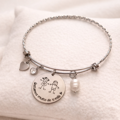 Pulseira Escrava Personalizada para Mãe com Filhos – Amor Gravado para Sempre