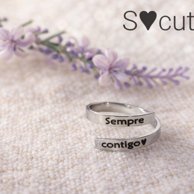 Anel Ajustável “Sempre Contigo” em Aço Inoxidável – Personalizável