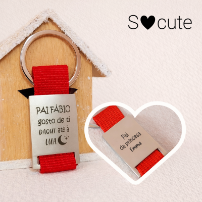 Porta-chaves "PAI gosto de ti daqui até à lua"