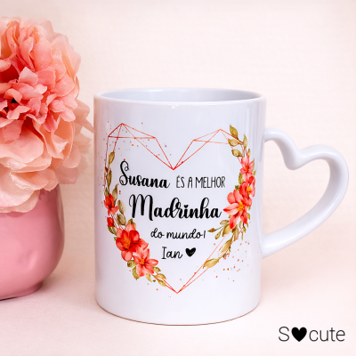 Caneca coração Madrinha Personalizada