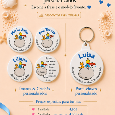 Coleção Principezinho – Crachás, Ímanes & Porta-chaves Personalizados