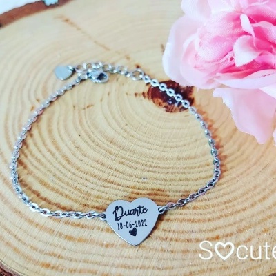Pulseira coração gravado