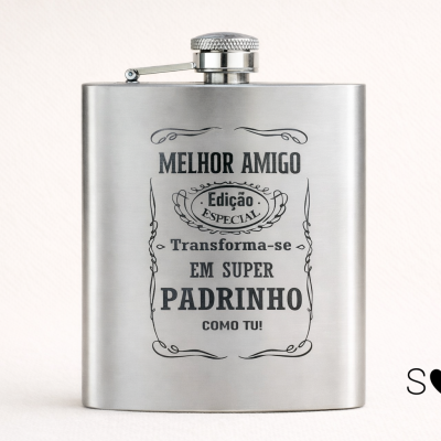 Garrafa de Bolso Personalizada – Melhor Amigo | Super Padrinho