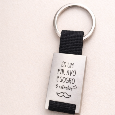Porta-Chaves Personalizado – Pai, Avô e Sogro 5 Estrelas