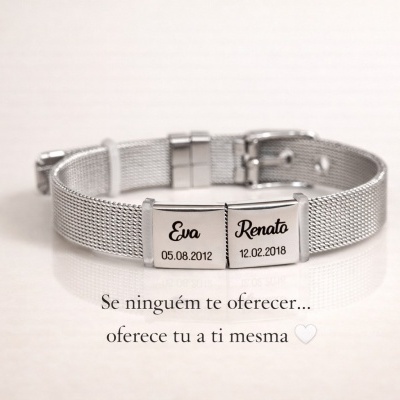 Pulseira Personalizada com Nomes – Aço Inoxidável | Presente para Mãe
