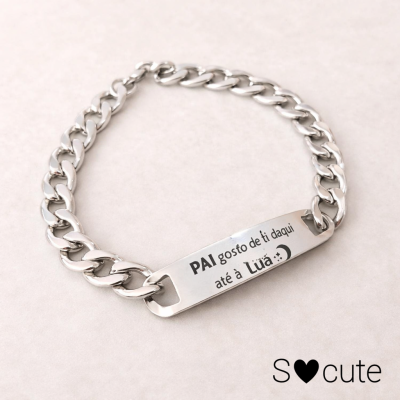 Pulseira Personalizada para Pai – “Gosto de Ti Daqui Até à Lua”