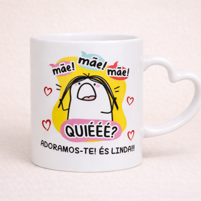 Caneca com Asa Coração para Mãe – Presente Divertido e Amoroso Dia da Mãe