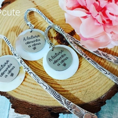 Marcadores de livro madrepérola frases