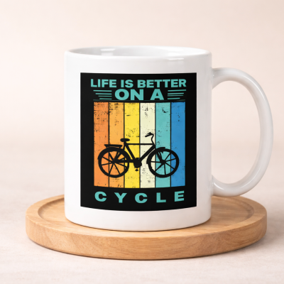Caneca Bicicleta “Life is Better on a Cycle” – Presente Original para Ciclistas