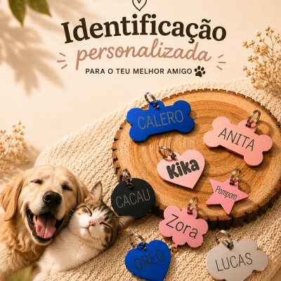 Medalha de Identificação Personalizada para Cães e Gatos 🐾