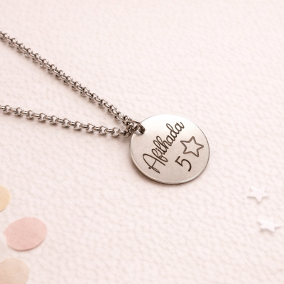 Colar Afilhada em aço inoxidável - Afilhada 5 estrelas