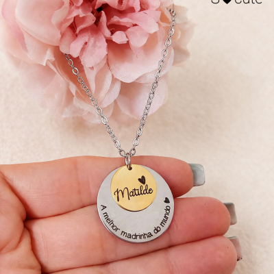 Colar Madrinha Personalizado com Nome – A Melhor Madrinha do Mundo