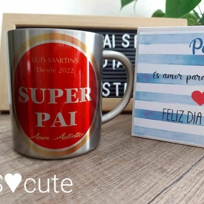 Caneca em aço SUPER PAI - COM NOME