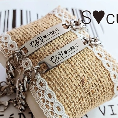 Pulseiras casal - nomes e datas