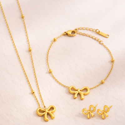 Conjunto Essence Grace Bow – Colar, Pulseira e Brincos