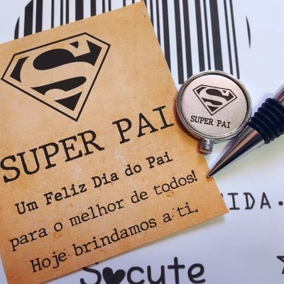 KIT PARA GARRAFA VINHO "SUPER PAI"