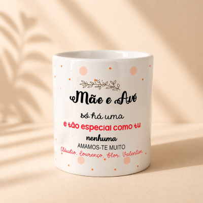Caneca Personalizada “Mãe e Avó” – Um Amor Único e Especial 🤍