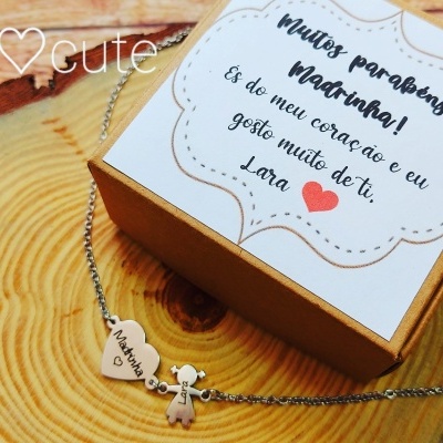 Colar coração madrinha