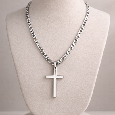 Identity Steel Faith | Colar Cruz Masculino em Aço